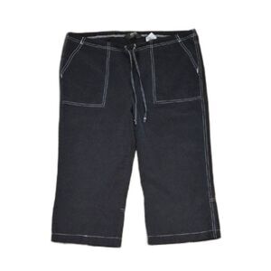 Eddie Bauer Crop Capri Pants L Charcoal Black White Stitching Specially Dyed